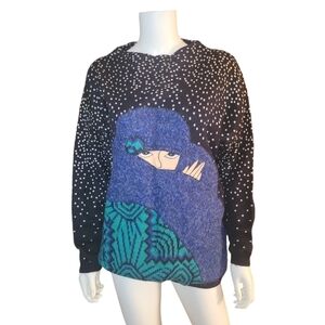 Tony Lambert Sweater Vintage Black White Vintage M Wool Acrylic